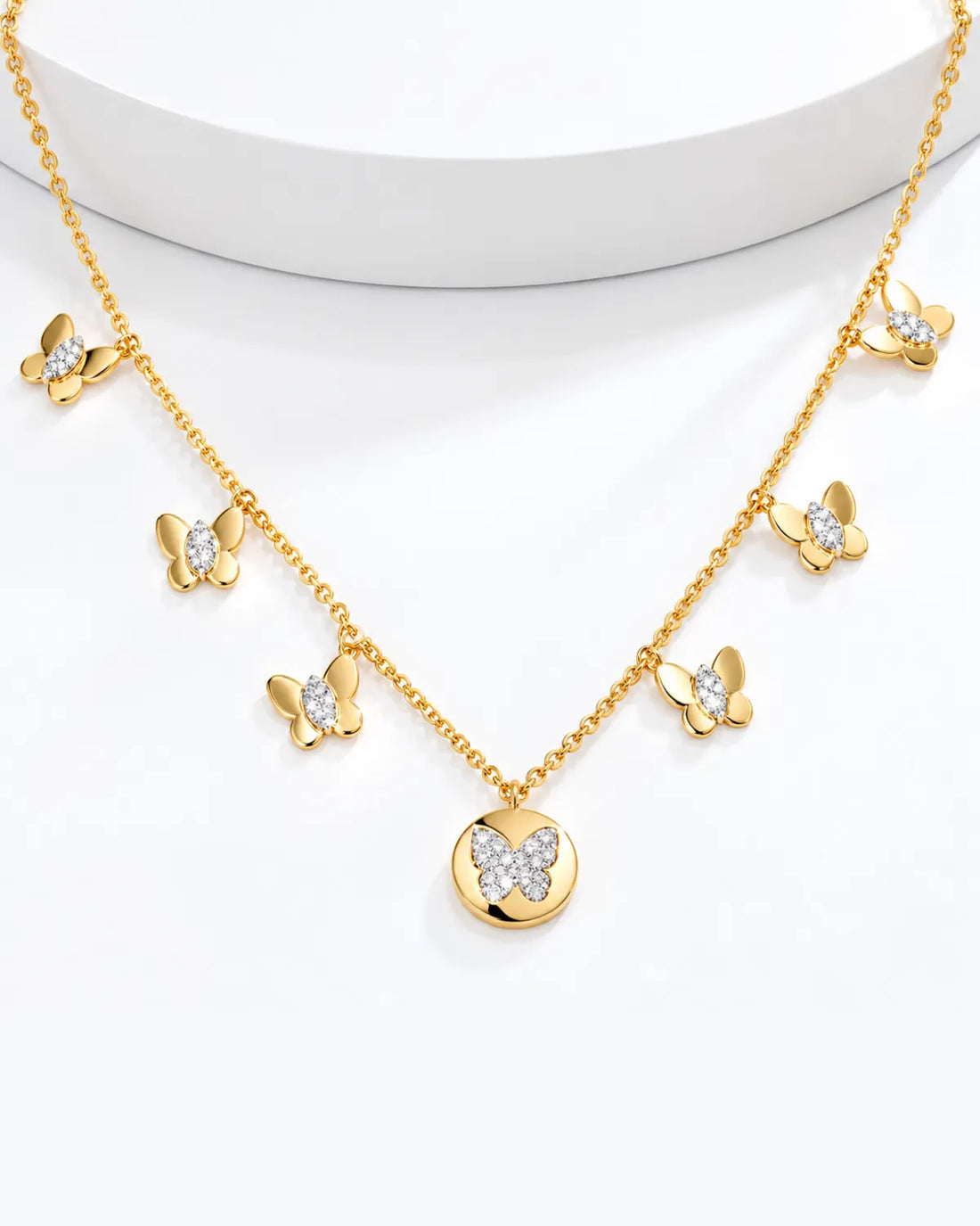 Butterfly Diamond Charm Necklace