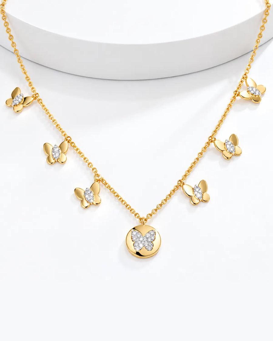 Butterfly Diamond Charm Necklace