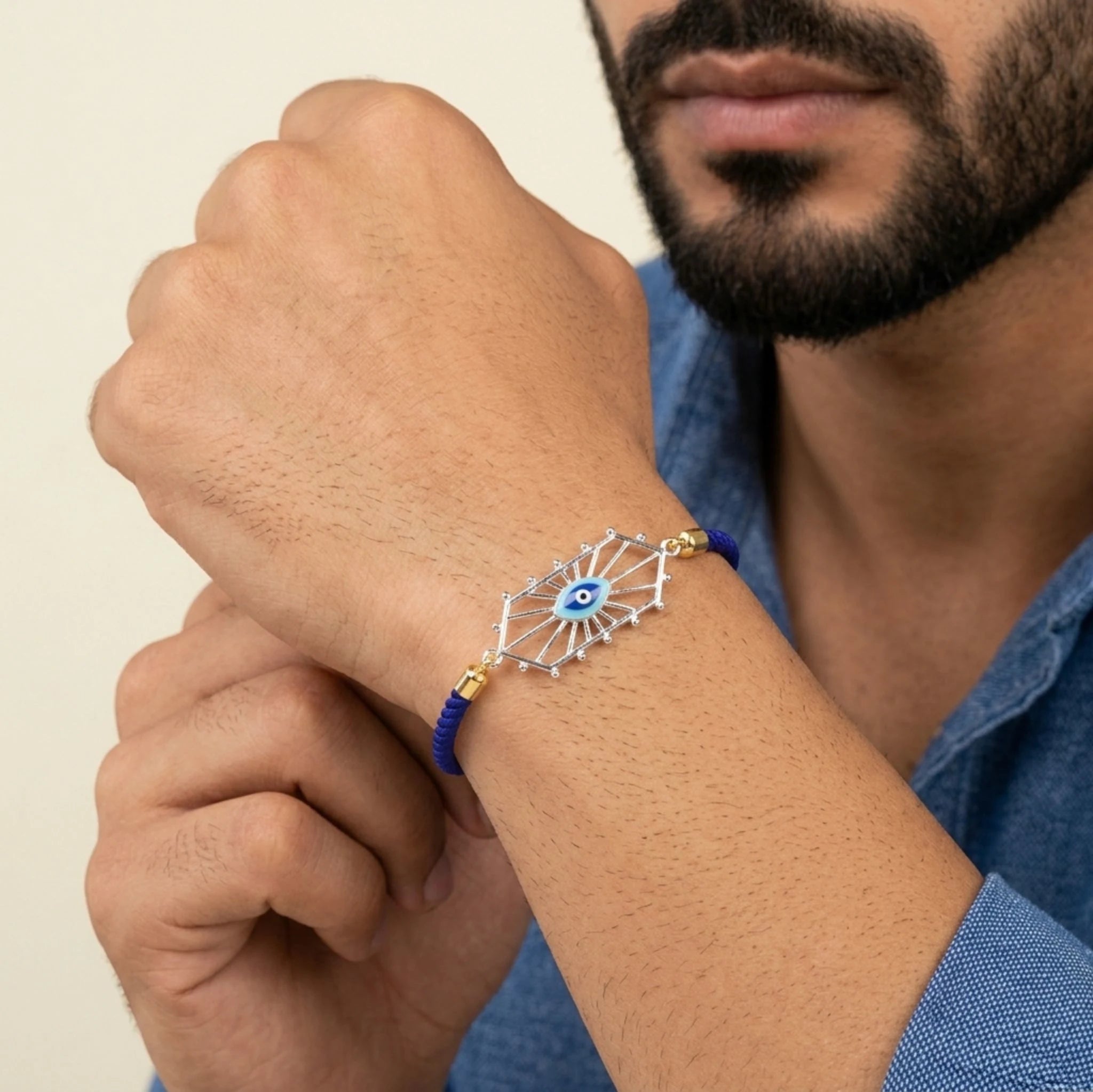 Nazar Adjustable Silver Rakhi