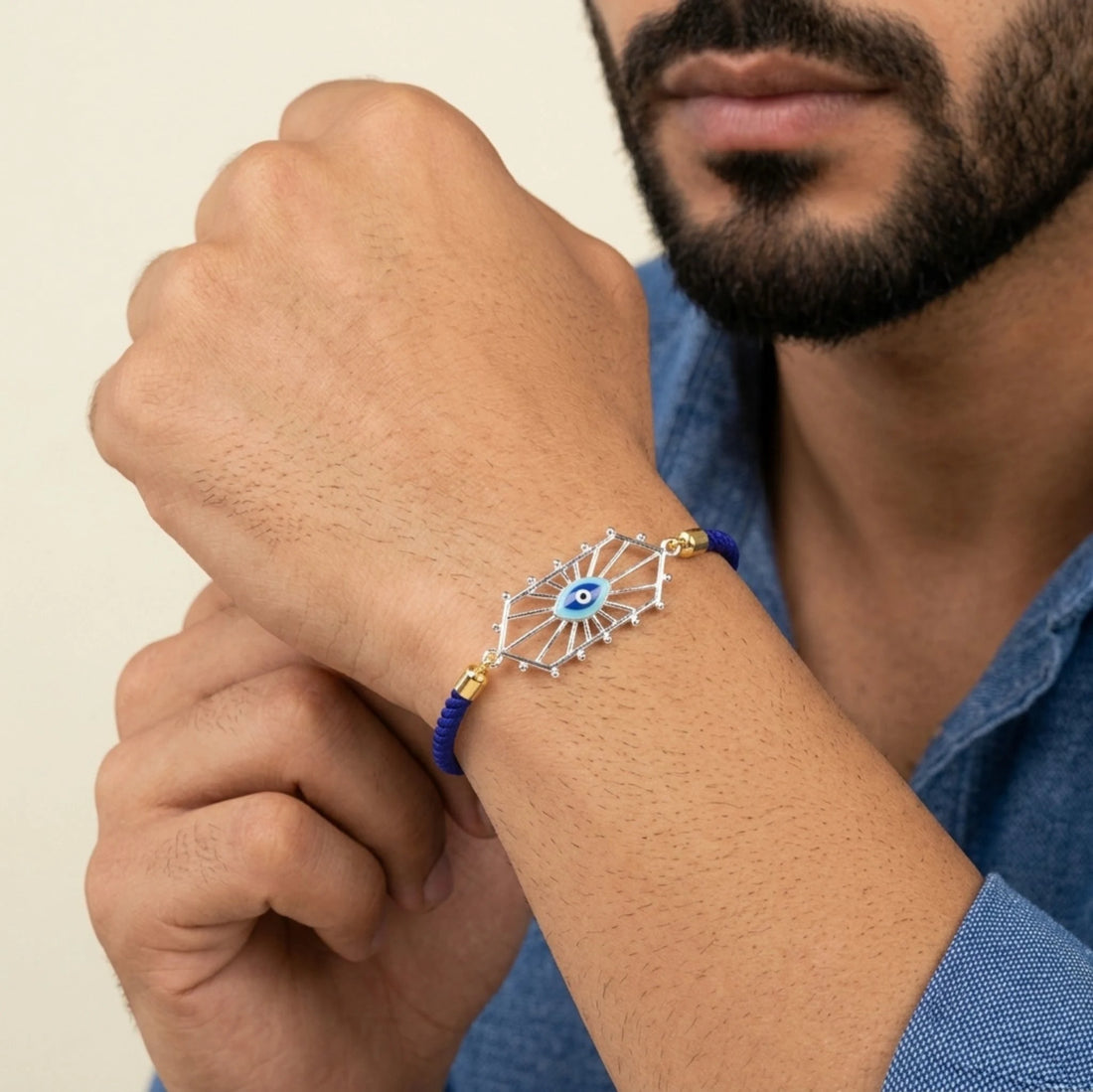 Nazar Adjustable Silver Rakhi