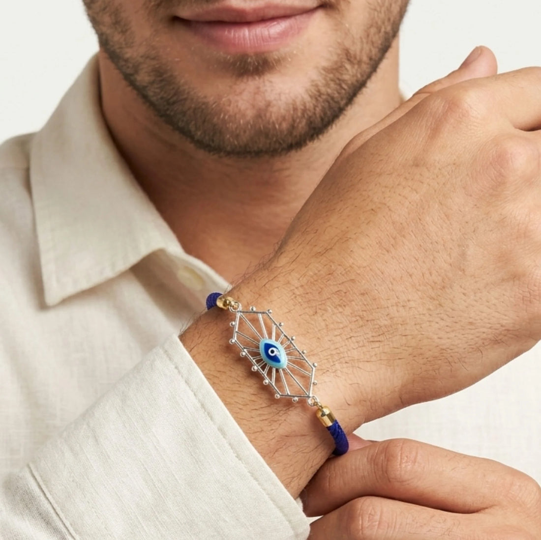 Nazar Adjustable Silver Rakhi
